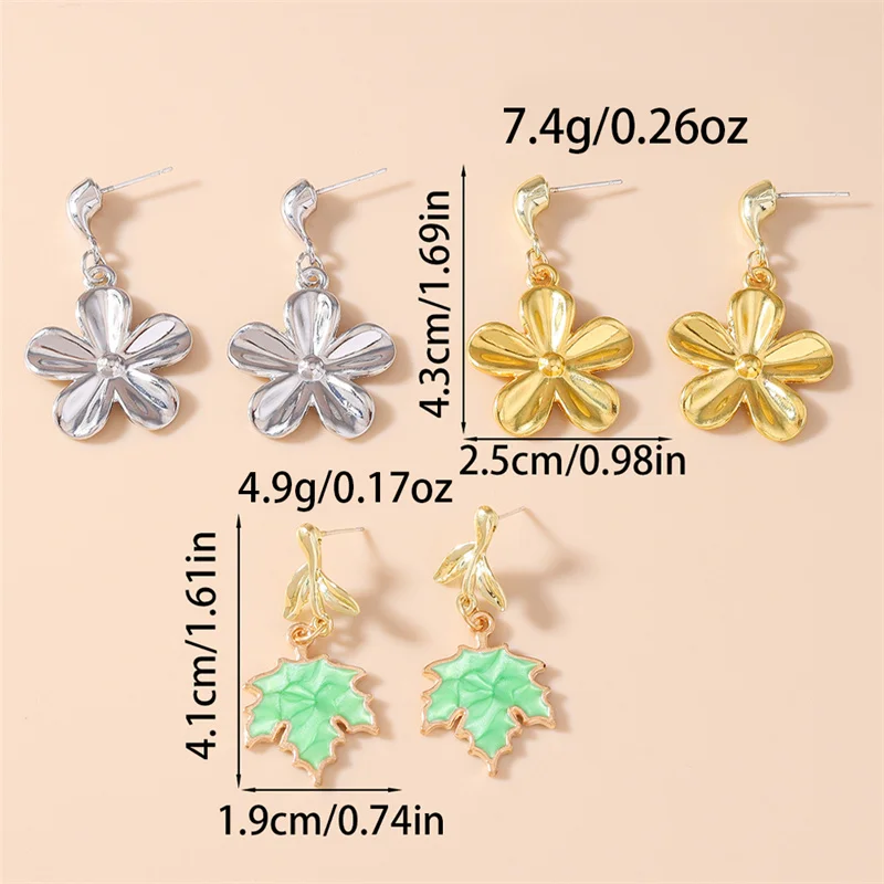 Koreanische Blumen-Ohrstecker für Frauen, Niedliche Ahornblatt-Ohrhänger, Mädchen Party Festival Schmuck Dekoration – Detail 5