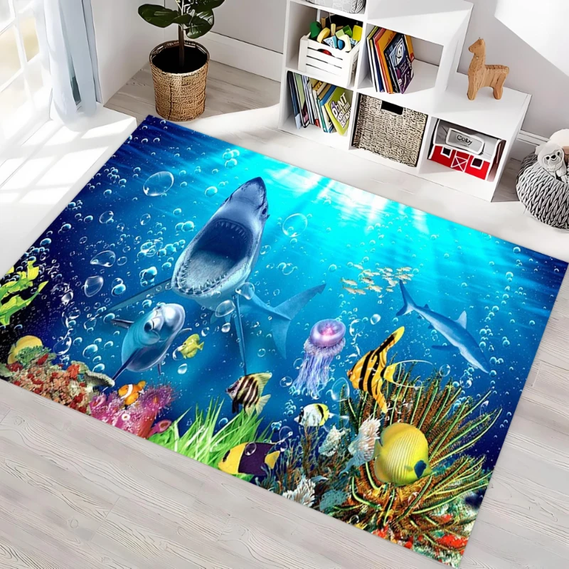 Undersea Coral Dolphin Tropical Fish carpet,lounge coffee table,entrance hallway,study room Welcome rug,Non Slip Rug,Present