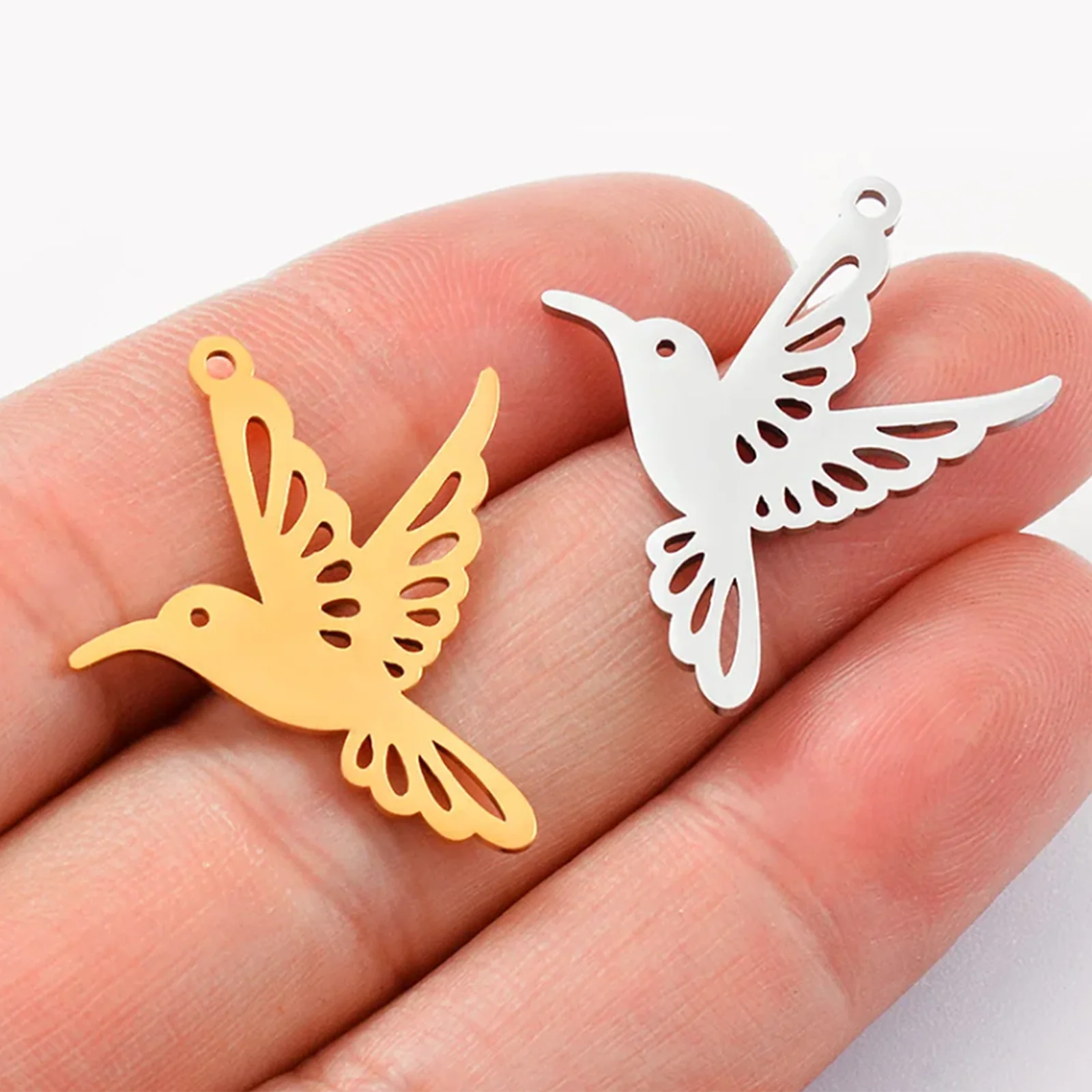 3 Stück Edelstahl Kolibri Charm für Schmuckherstellung Ohrring Anhänger Armband Halskette Zubehör Diy Bastelbedarf – Detail 5