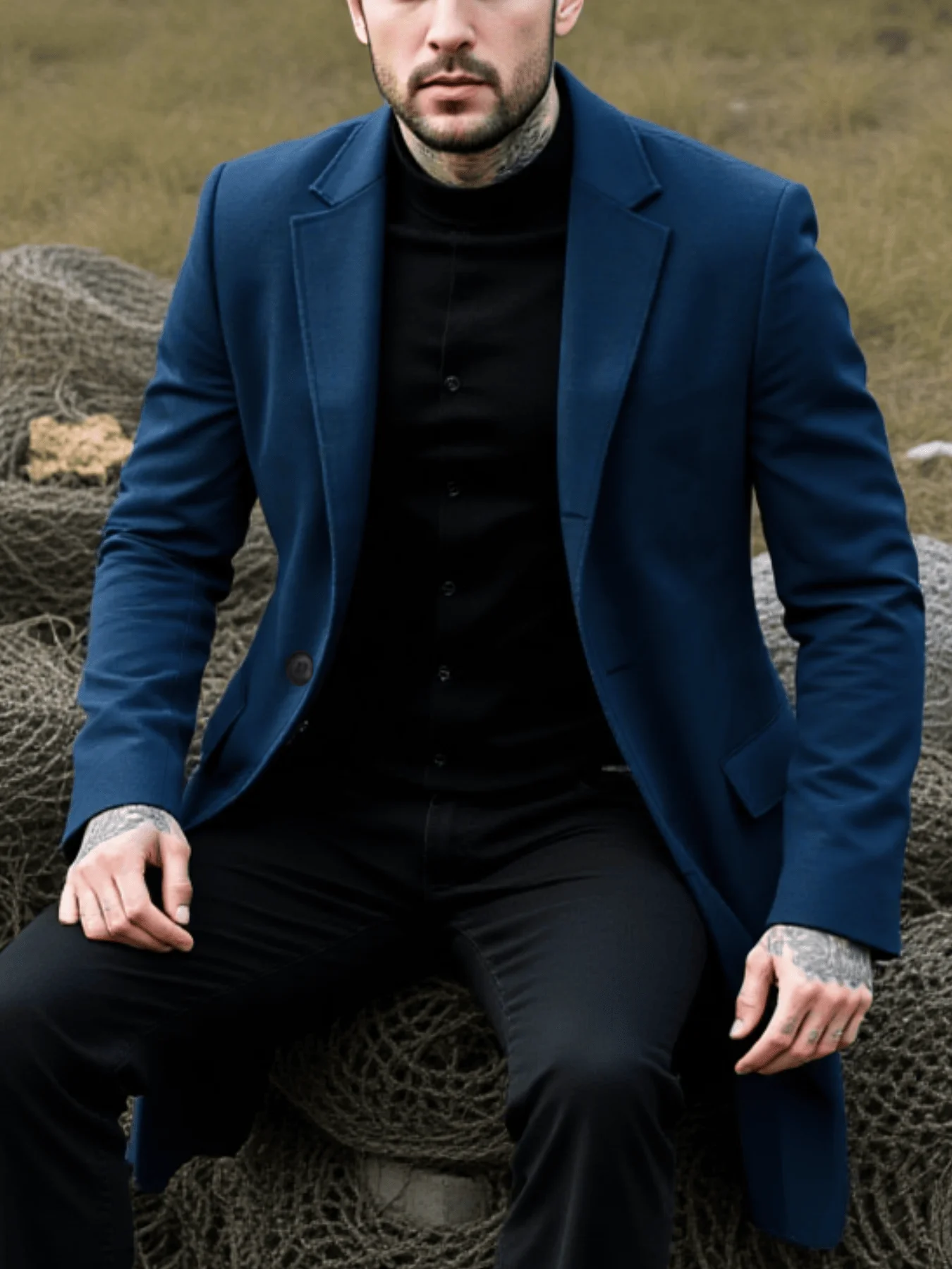 

Men's Winter Warm Woolen Overcoat, Single-Breasted Windproof Thickened Coat, Business Casual Jacket for Cold