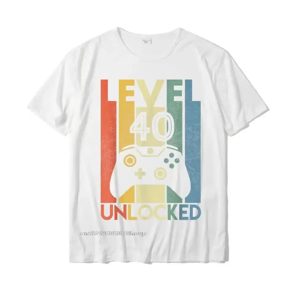 Level 40 Unlocked Funny Video Gamer 40th Birthday Gift T- Printed on For Men Wholesale Cotton T Shirts Party