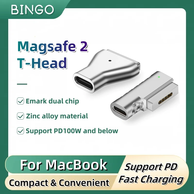 Type-C to Magsafe2 T,PD Fast Charging Magnetic Connector Converter,for MacBook Air/Pro 45W 60W 85W T-Series A1466 A1502 A1398...