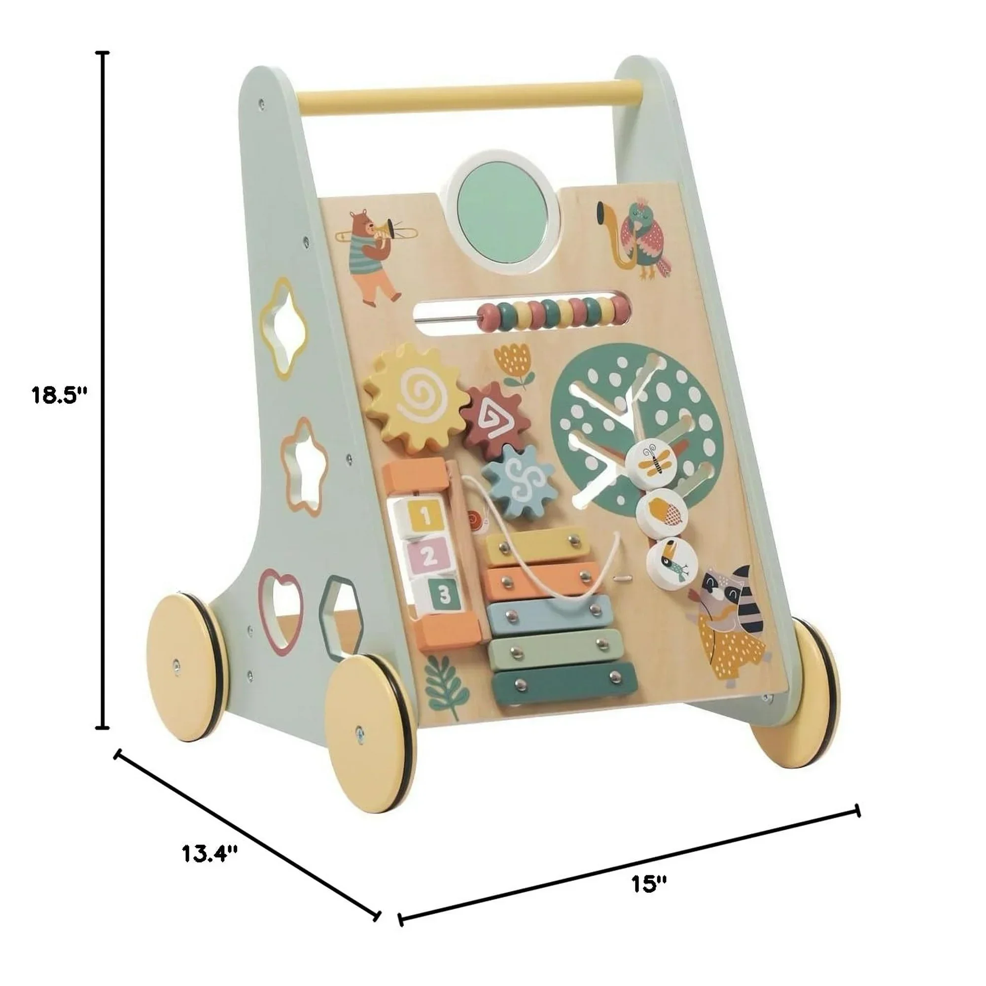 Robotime Robud Andador de bebê de madeira com rodas Montessori Push Toys para bebês aprendendo a andar Andadores de bebê Centro de atividades