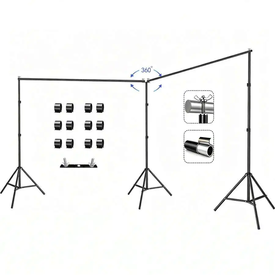 20x7Ft Backdrop Stand, Back Drop Adjustable Stand Heavy Duty Photography Background Support System Kit With 300° Angle Rotatable Connector For Parties, Wedding, Photo Studio