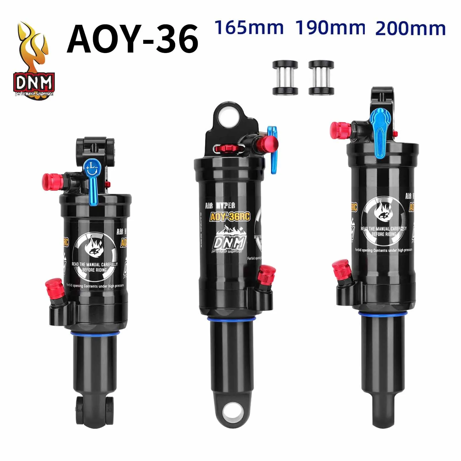 DNM mountain bike air rear shock absorber AOY-36RC 165mm 190mm 200mm rear shock absorber with locking adjustable shock absorber