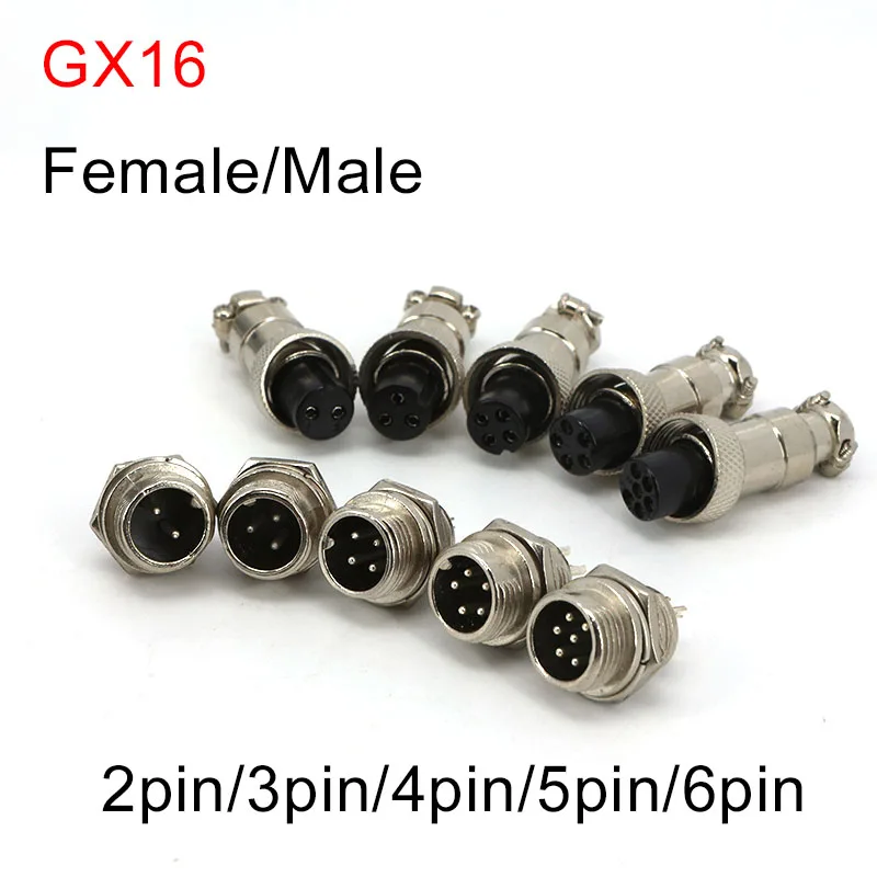 16mm GX16 Metal Aviation Socket Coupler 2/3/4/5/6/7/8 pin core Male Female Connector Electric Cable Terminal Fixed Butt Mobile