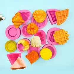 Bread Cake Silicone Mold Waffle Croissant Toast Snack Baking Resin Mold DIY Craft Soap Aromatherapy Candle Making Mould