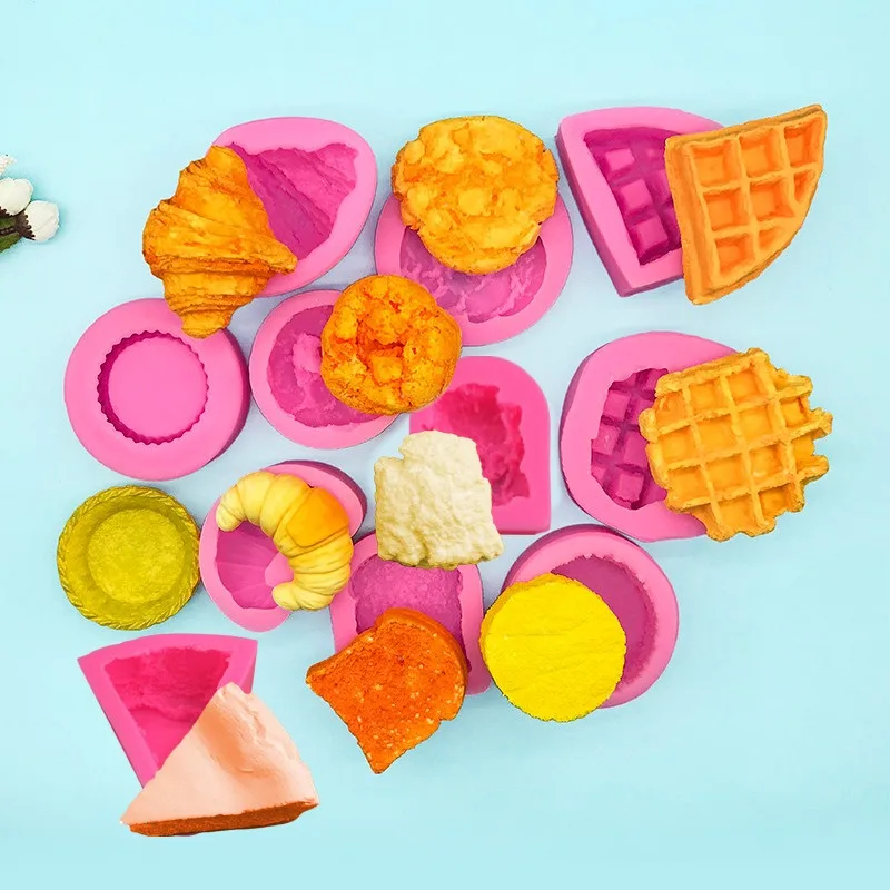 Chleb Ciasto Silikonowa Forma Wafel Rogalik Tost Przekąska Pieczenie Żywica Forma DIY Rzemiosło Mydło Aromaterapia Świeca Forma do robienia