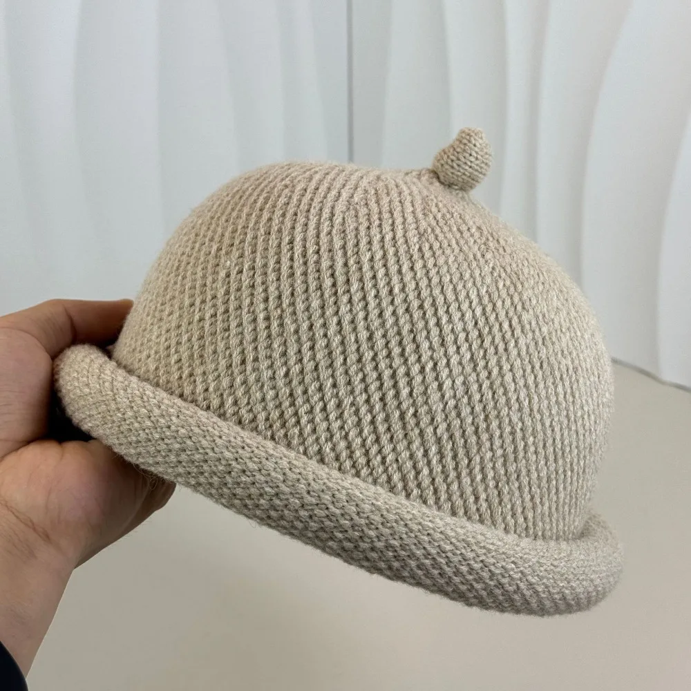 

Fashion Solid Color Knitted Melon Skin Hats with Short Brim Keep Warm Knitted Hat Landlord Hats Winter