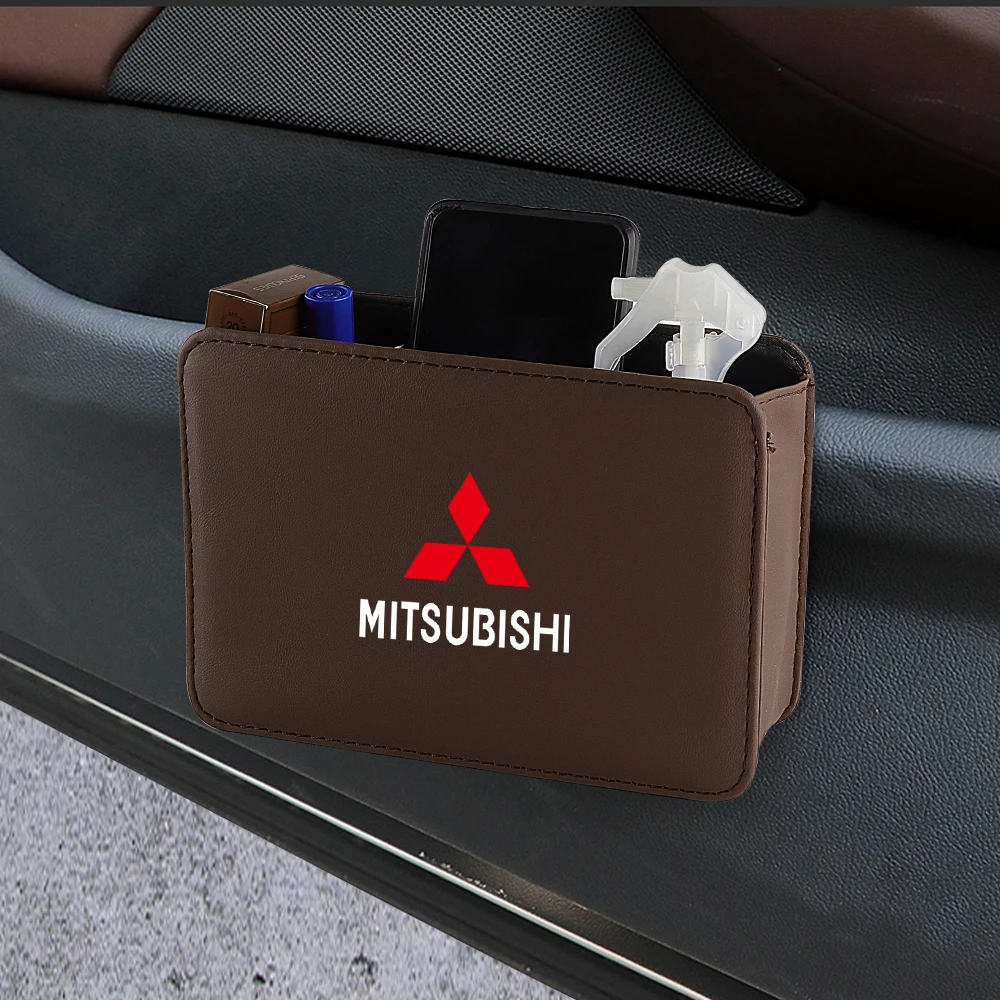 

Кожаный автомобильный значок, дверной ящик для хранения под сиденьем, мешок для мусора, аксессуары для интерьера для Mitsubishi Lancer Asx Outlander Pajero