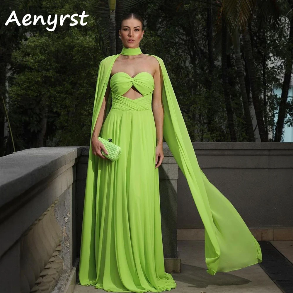 

Женское платье для выпускного Aenyrst, прямое Плиссированное шифоновое вечернее платье до пола, платье для отдыха, индивидуальный пошив