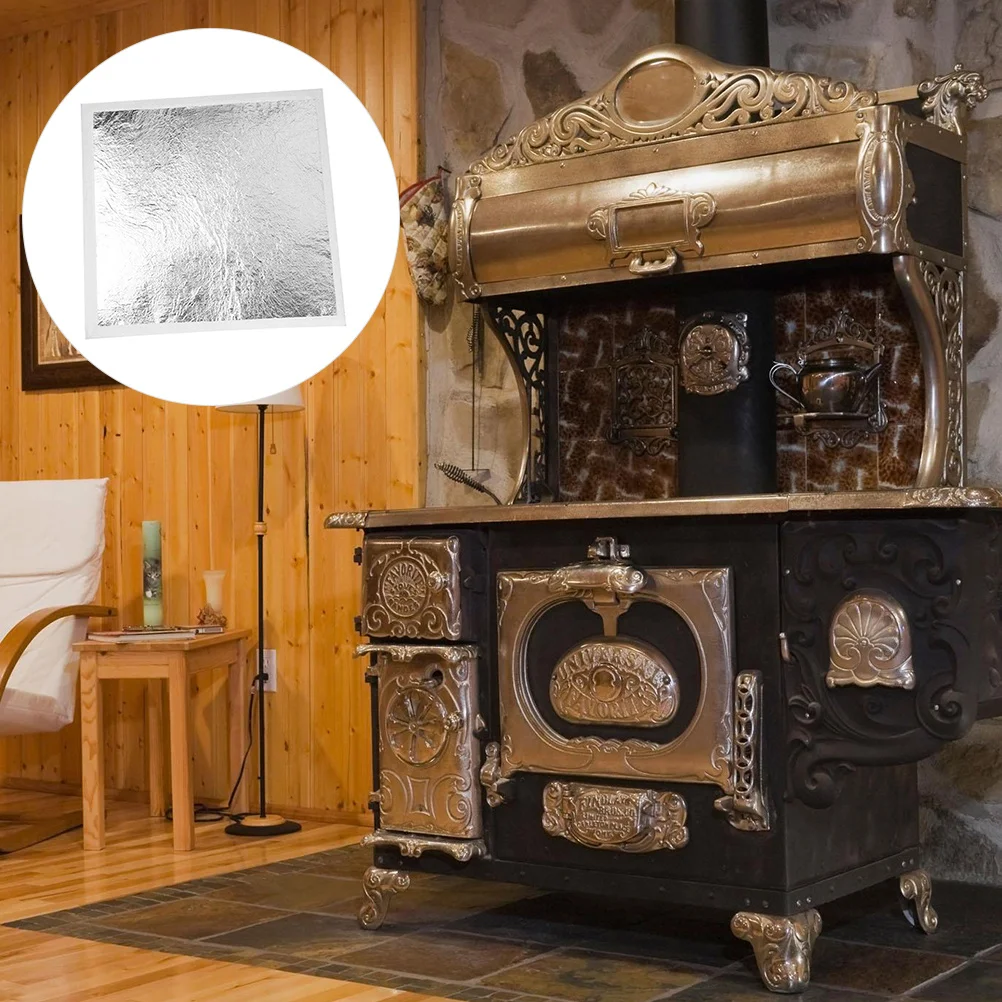 

200Pcs Decoration Foil Leaves Silver Foil for Gilding Crafts Art Projects DIY Home Decor Furniture Frame Renovation Supplies