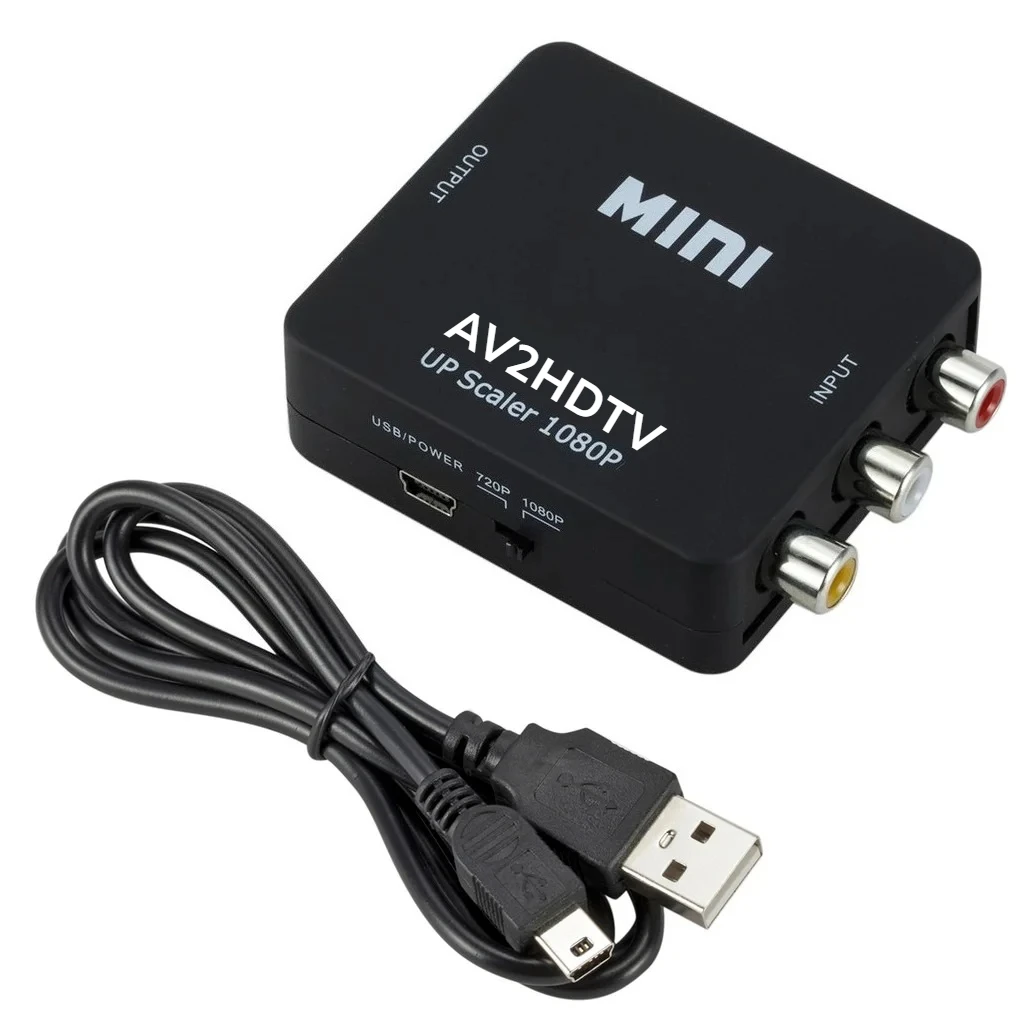 HD 1080P RCA AV To HD-compatible Composite Adapter Converter AV2HD Audio Video Cable CVBS AV Adapter with USB Cable