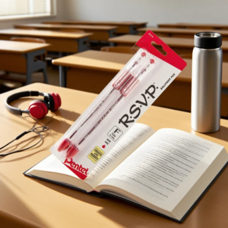 0.7mm Ballpoint Pens - 2 Fine Tip Design Clear Writing in Red