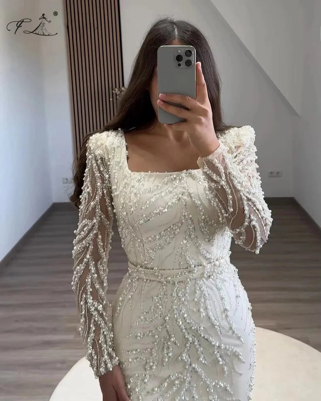 Simple White Tea-Length Cocktail Dresses Mermaid Square Neckline Prom Dresses Long Sleeves Gowns Customized Robes De Cocktail