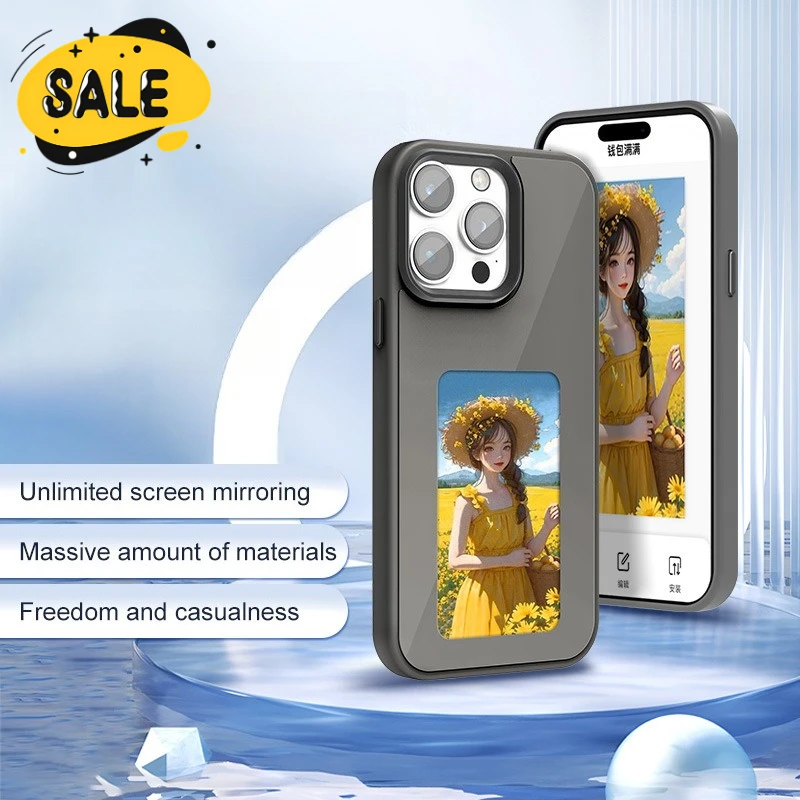 

NFC Four Colors Image Transmission E-ink Screen Phone Case for Iphone 16 15 14 13 Pro Max Plus DIY Protector Cover Battery Free