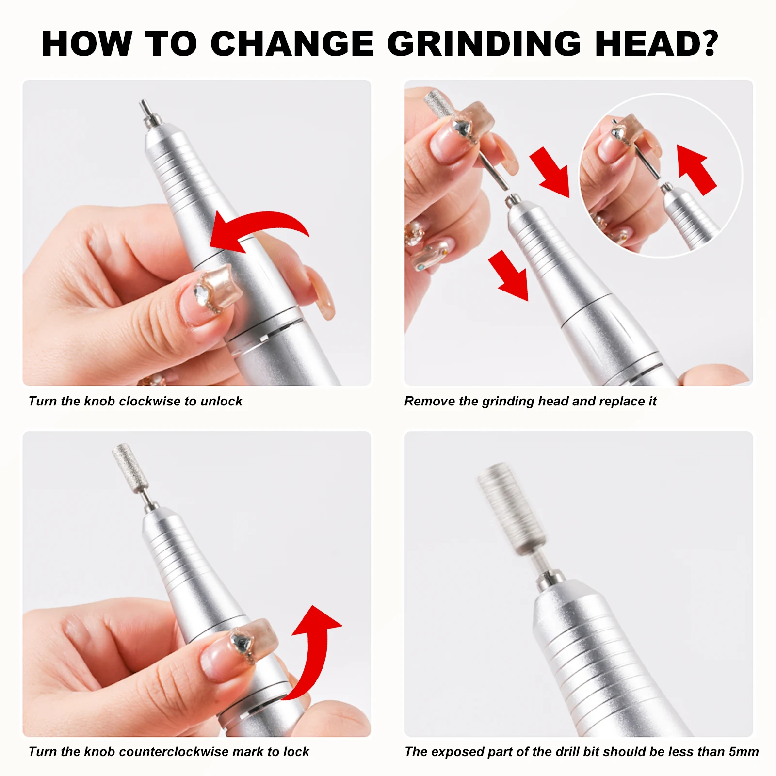 45000RPM Rechargeable Nail Drill Low Noise Nail Gel Polishing Machine Electric Nail File Professional Nail Grinder Equipment