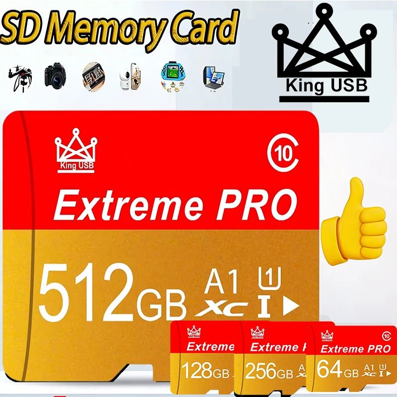 Extreme Micro TF SD Card SD Cards TF Cards Memory Card 32GB 128GB 512GB Dustproof Ultra HD V30 for Gaming Surveillance Tablet