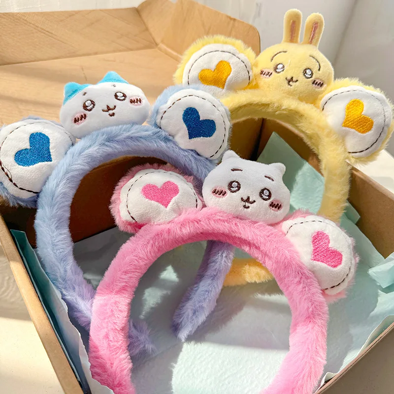 

Kawaii Miniso Chiikaw Hair Hoop Hachiware Usagi Cute Anime Girl Plush Headband Pressed Hair Clip Bundle Headband Headband Gift