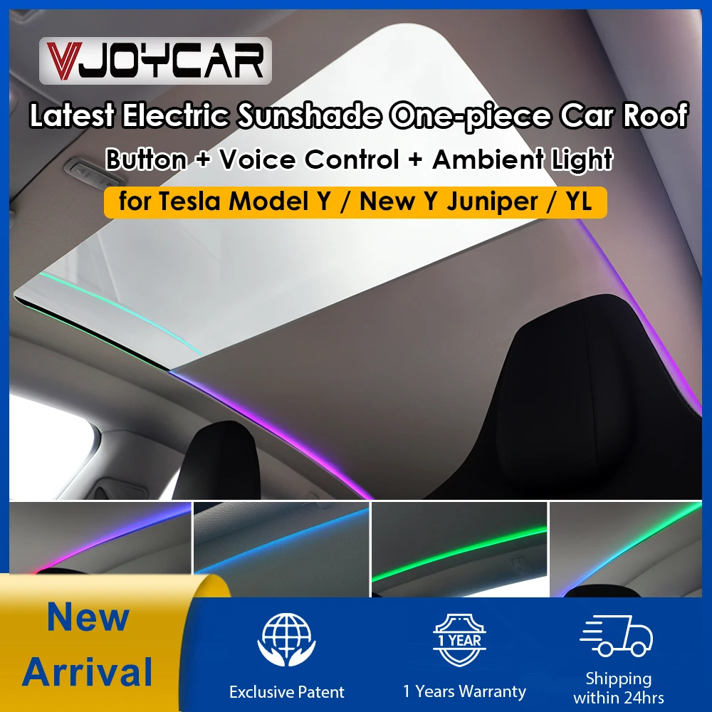 

New Y Juniper Model YL Electric Sunshade For Tesla Model Y One Piece Car Roof Shade Summer UV Protection Retractable Sun Visor