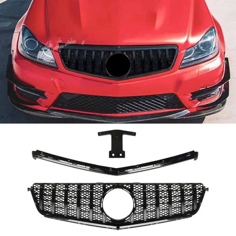 

Car Upgrade Front Inlet Bumper Grille Racing Grill GT Facelift For Mercedes-Benz W204 C-Class C63 AMG 2012 2013 2014 ABS Grills