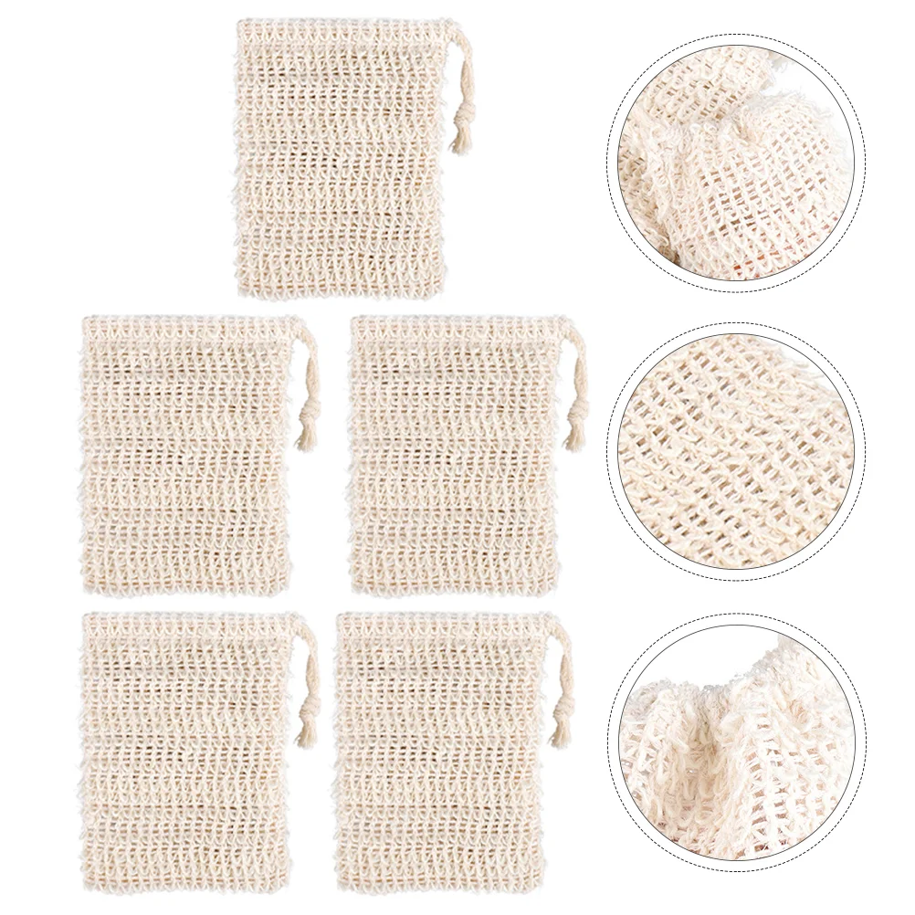 5 Pcs Preservation Bag Soap Foaming Travel Shower Jute Pouch Bubble Net