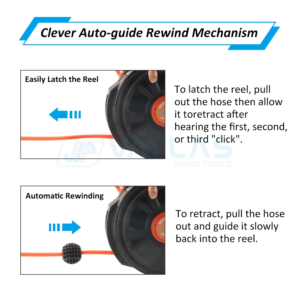 Avvolgitubo da giardino retrattile 6.5mmx10.0mm 10M Avvolgitubo da parete 180 ° Riavvolgimento automatico del tubo dell\'acqua per carichi pesanti