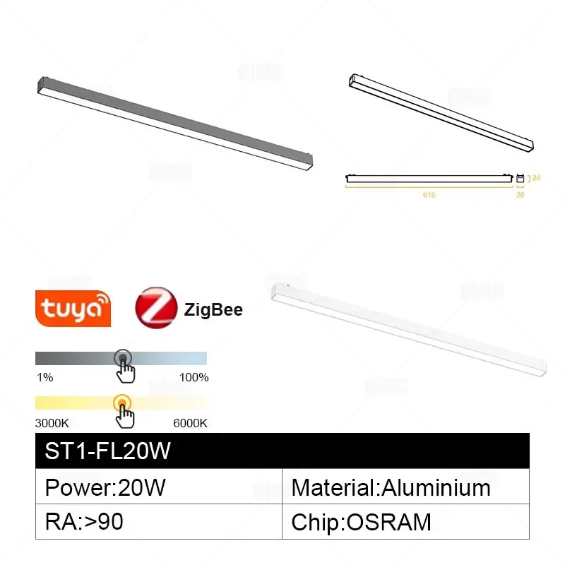 Smart Home Tuya Dimbaar 6MM Ultradun Plafondmontage 48V Magnetisch Tracklightsysteem Dunne Slanke Opbouw Lineaire Verlichting