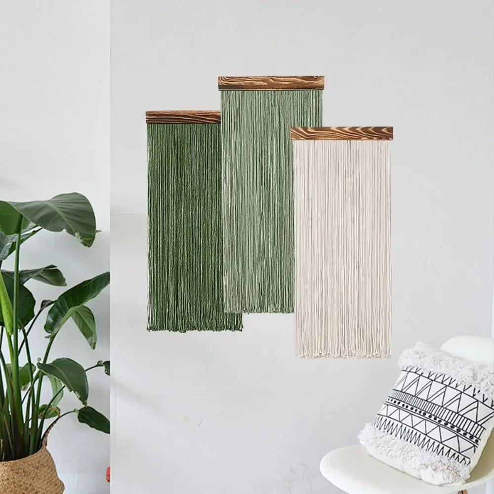 

Boho Decor Wooden Wall Hanging Tapestry Hand-Woven Aesthetic Curtain Tapestry Tassel Cotton Rope Tapestry House