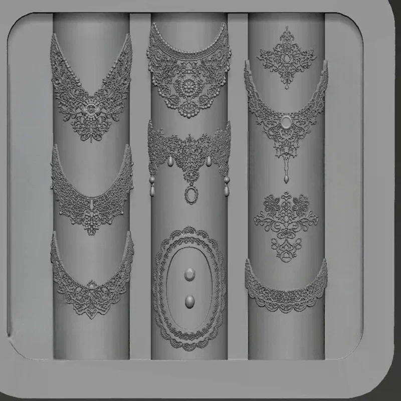 Transparent Lace Nail Mold For Women, Silicone Embossed Design Lace Nail Stencil Professional Manicure Mold DIY Crafts Daily Use
