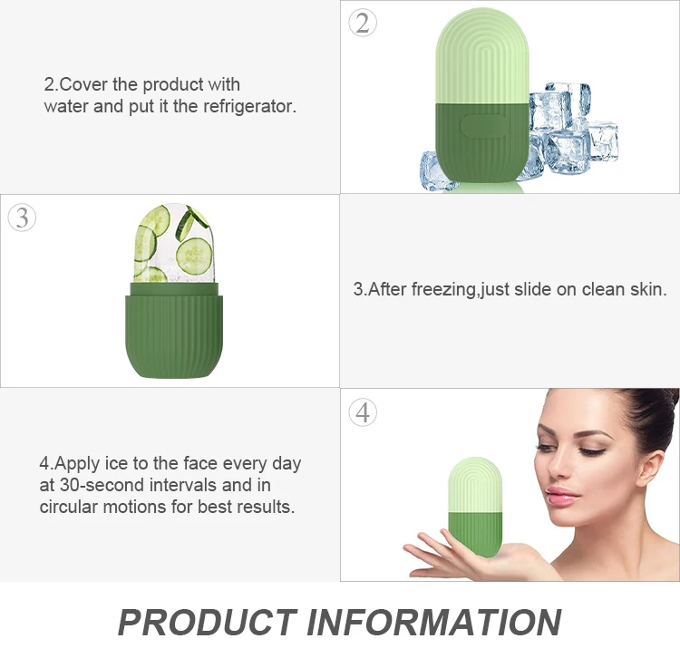 Rolo de gelo facial e conjunto de moldes de máscara facial de silicone - ferramentas de massagem e cuidados com a pele refrescantes para pele brilhante (silicone e resina)