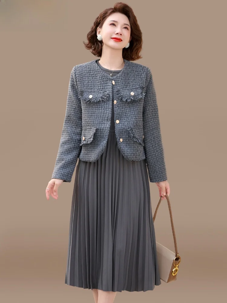 

Faionable Midlife Mom Spring Autumn Versatile Dr Set Women's 2025 New Small Fraance Sle Coat Ele Lady Wife
