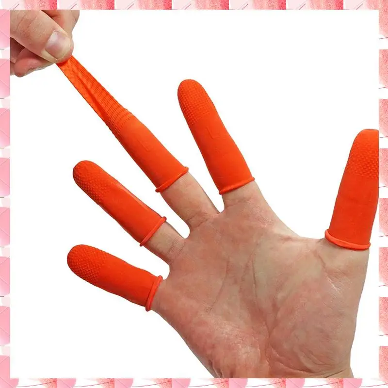 JAJA 100Pcs Rubber Anti-Slip Finger Cots Orange Disposable Protective Finger Cots For Electronic Repair Easy To Use