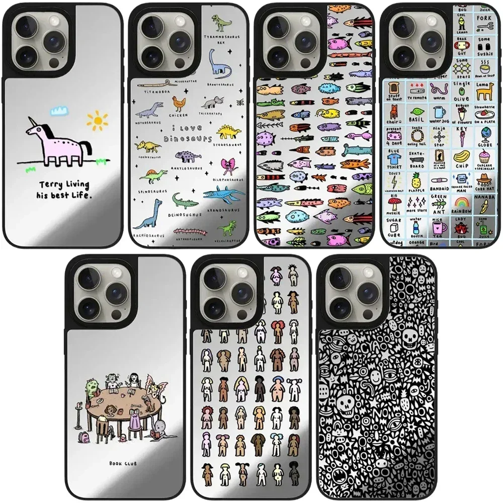 

Cartoon Horse Dinosaur Skull Bowknot Mirror Magnetic iPhone 11 12 13 14 15 16 Pro Max Protective Case