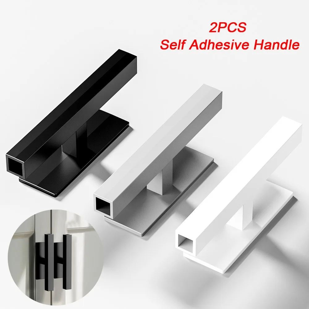 

2Pcs New ABS Door Handle Hardware Punch-free Door Knob Multifunctional Self-Adhesive Door Handlebar Kitchen
