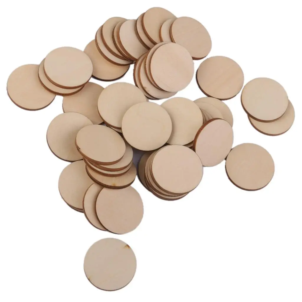 Natural Discs - Blank Round Slices for Crafts, Games, And Decorations , 50pcs 30mm