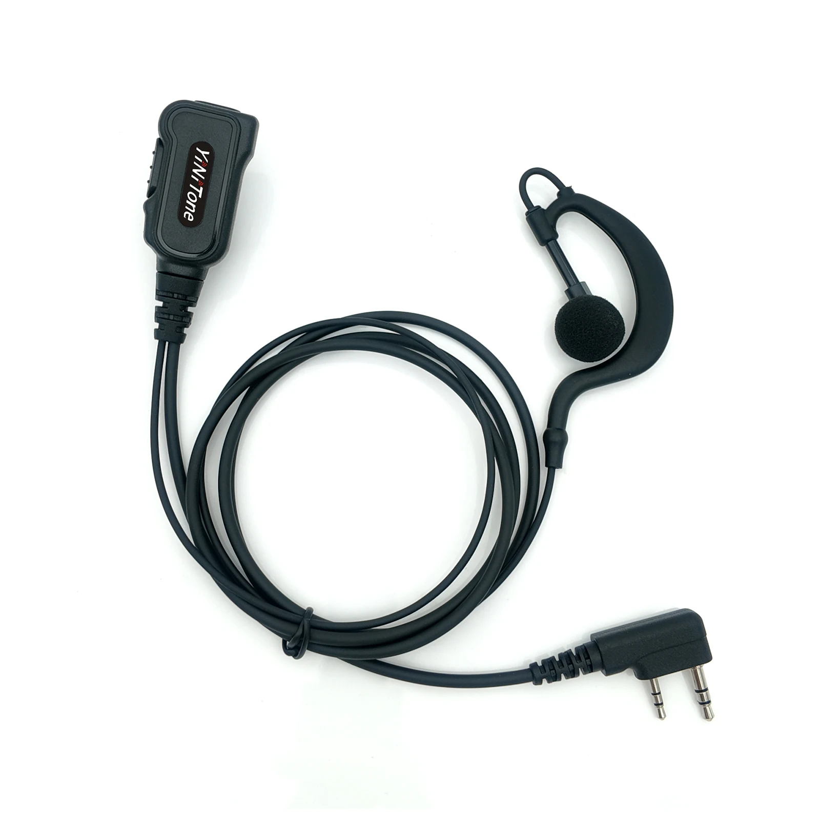 سماعة أذن YiNiTone EAP-1B على شكل حرف G مع PTT أسود، 2 دبوس لـ Kenwood TK-2107/3107 وBaoFeng UV-5R/888S