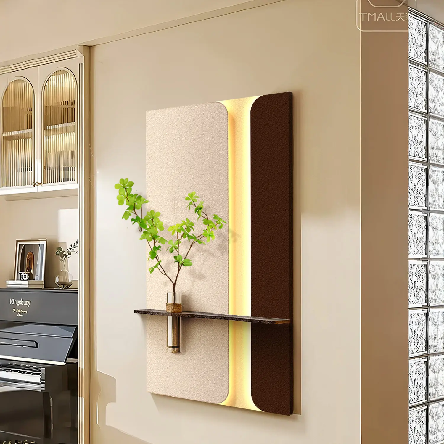 

Entrance decoration painting, high-end three-dimensional sandstone LED lighting mural, hydroponic green plant mural