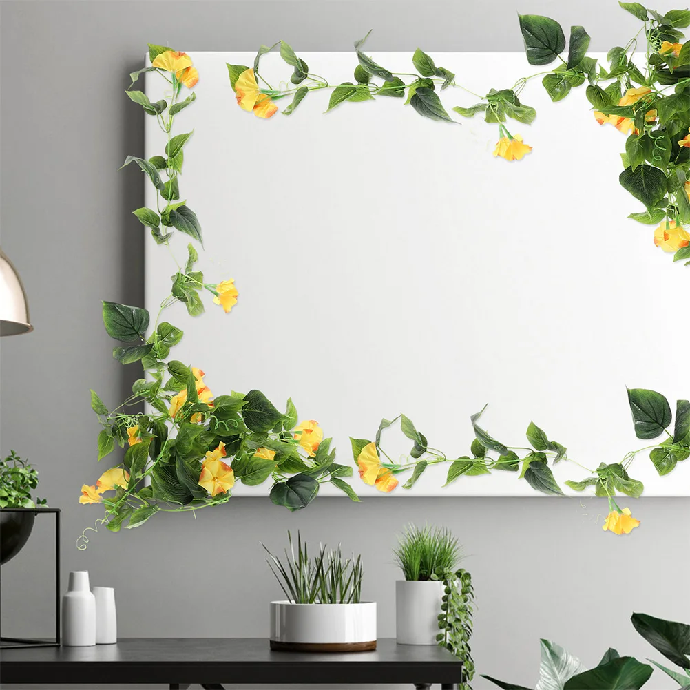 

2 Pcs Simulated Vine Flowers Simulation Hanging Garlands Artificial Branches for Vase Yellow Vines False Bride