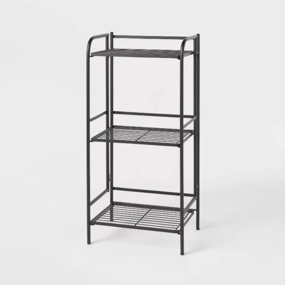 

2024 New Folding 3 Tier Shelves, Open Shelves, Black