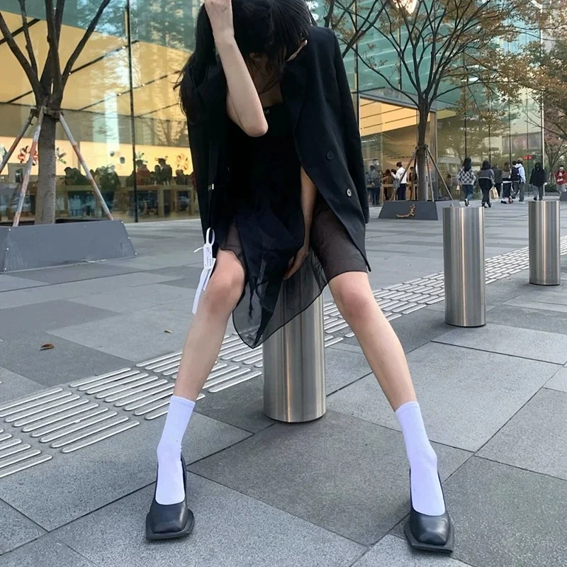 Square Toe Thick Heel Mary Jane Single Shoes for Women 2025 Autumn New British Style Shallow High Heels Shoe Pumps