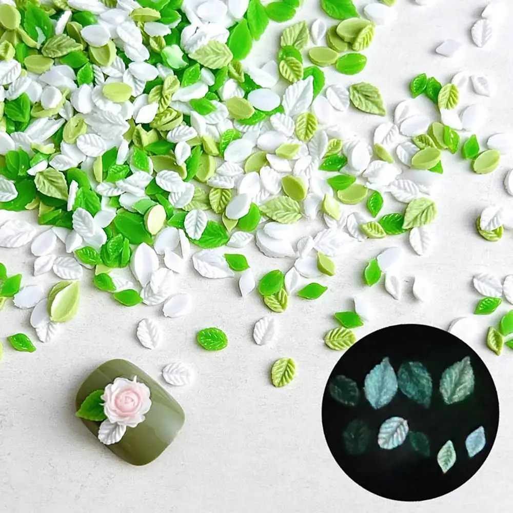 30/50Pcs Gradient Rose Flower Resin Nail Decoration Camellia Flowers Leaves Valentine Nails Accessories Manicure Supplies Parts