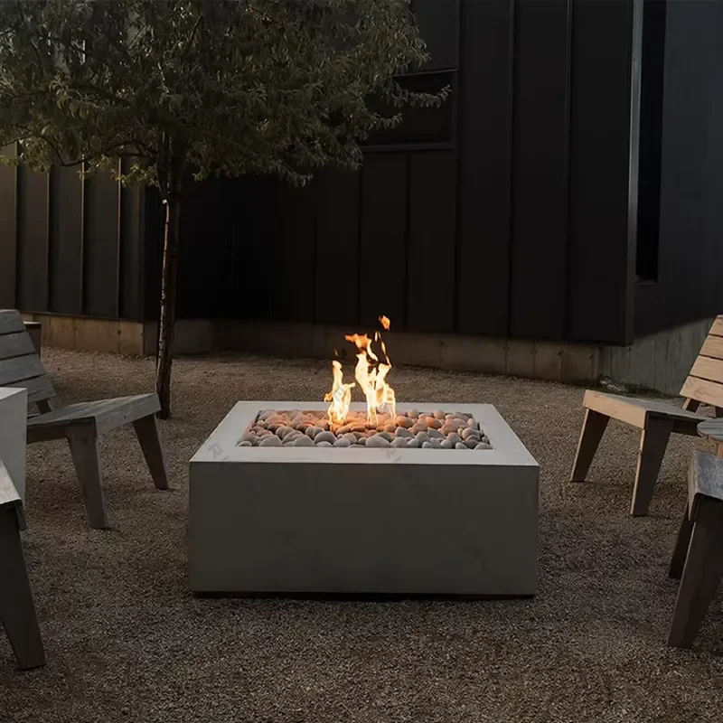 1000mm Rectangular Stainless Steel Fire Pit Table Outdoor Patio Propane Gas Alcohol Stove Core Garden Heating Furniture