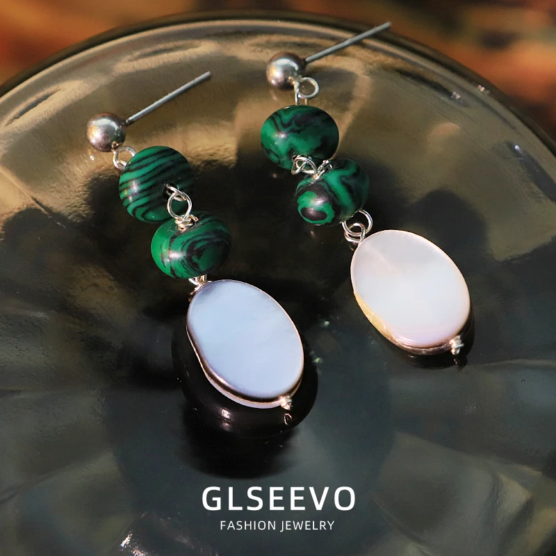 

Shell Peridot Drop Earrings New Design Fashion Silver Tassel Earrings Beach Festival Gift Jewellery for Women GE1756