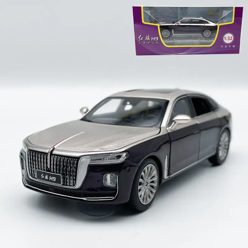 1:32 사운드 및 라이트 리바운드 홍치 H9 자동차 모델 세단 고급형 장난감 홍치 h9 자동차 모델/수집용 장난감 장식품