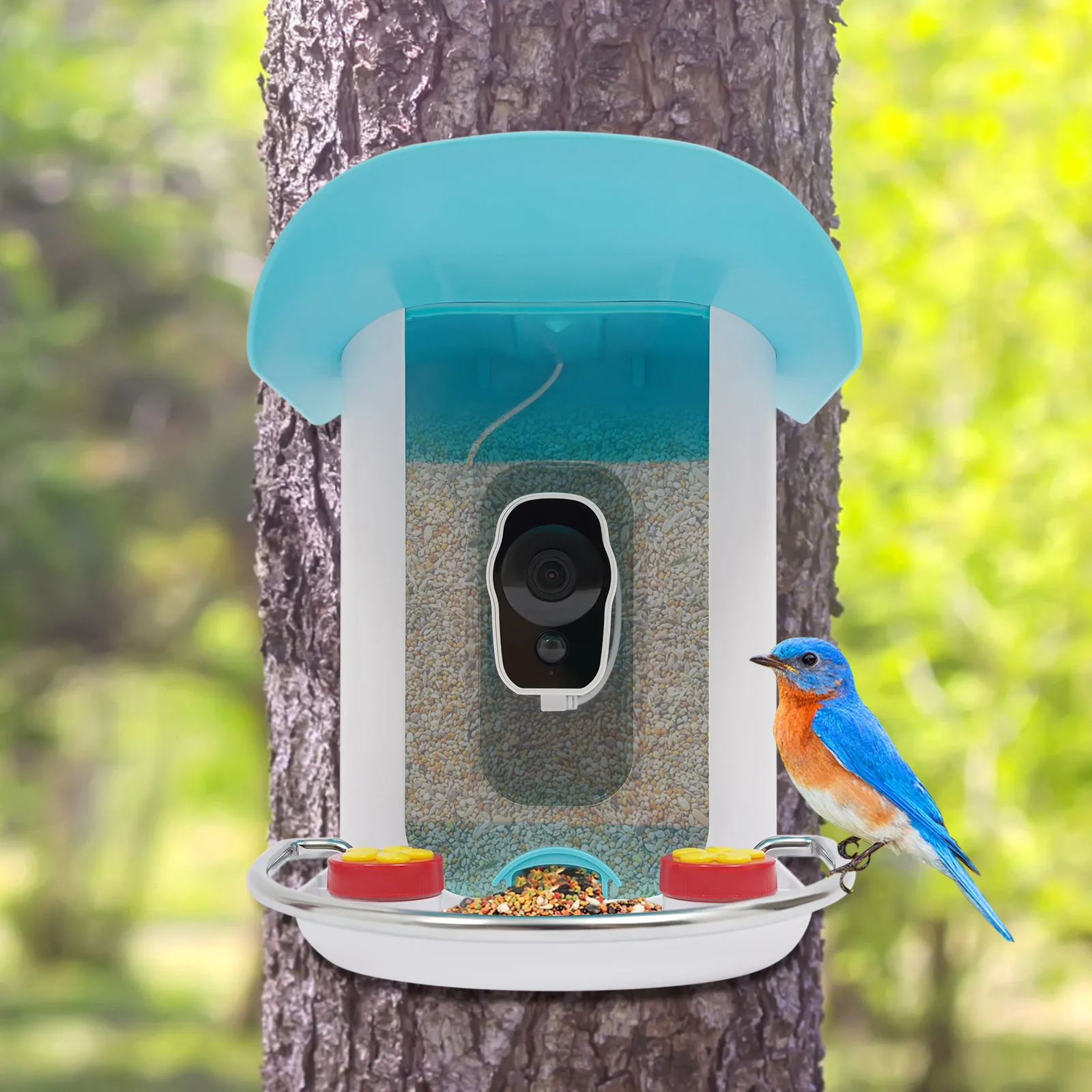 Outdoor Solar Smart Bird Feeder Camera 1080P 2MP 150° Wide Angle AI Recognition Birds Easy Installation for Wild Bird Watching