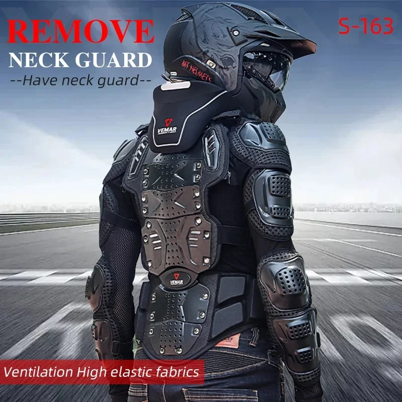 VEMAR Men Full Body Armor Motorcycle Jacket Adjustable Chest Back Protector Motocross Off‑Road Racing Impact Resistant Moto Item