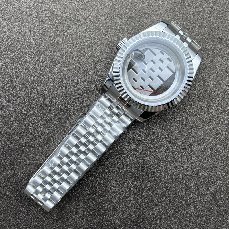 อุปกรณ์ตกแต่งนาฬิกาสำหรับตัวเรือนนาฬิกาแบบ Dog Teeth Ring Log ขนาด 36/39 มม. ตัวเรือนและสายสแตนเลสสำหรับกลไก NH35/36