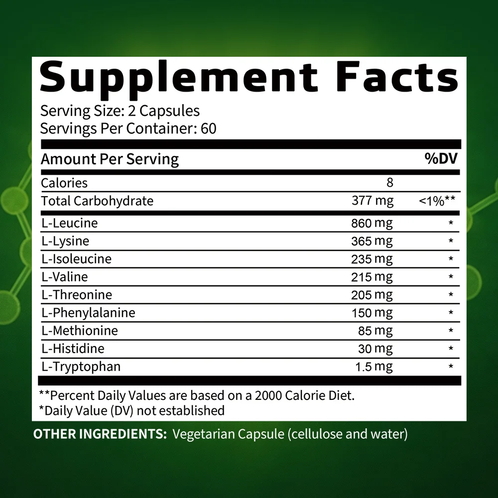 Essential Amino Acids Capsules – 9 Essential Aminos for Muscle Support & Nutrient Absorption