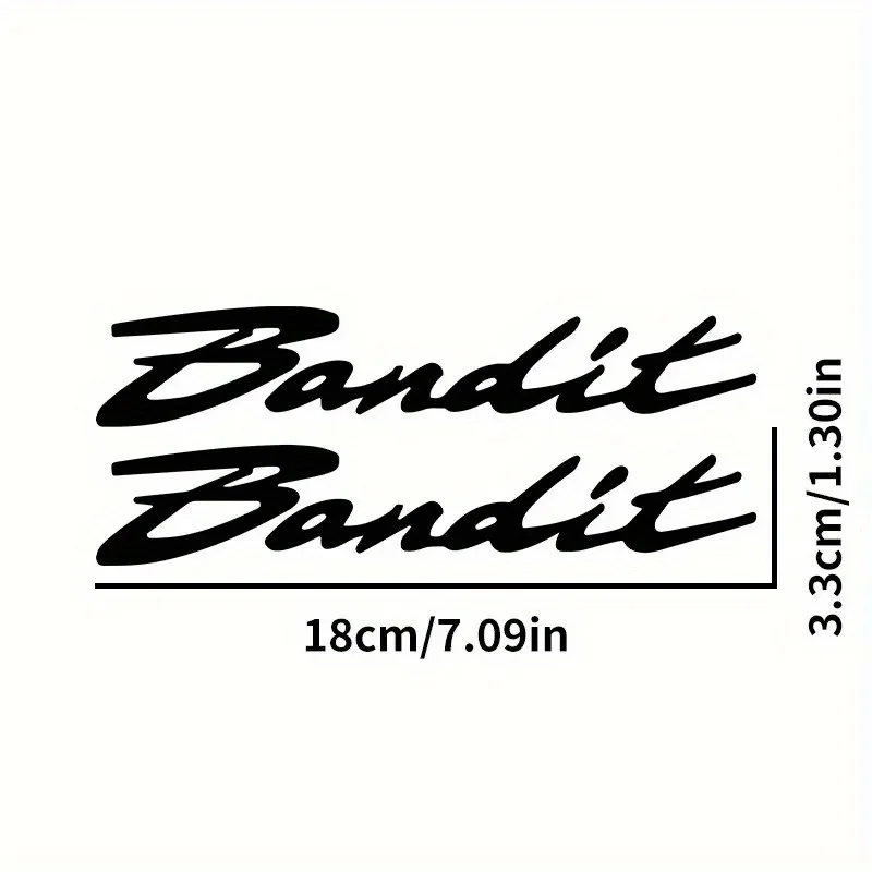 2PCS SET Black White Red Bandit Script Vinyl Stickers Decals Waterproof for Car Moto Helmet Fairing Window Body Decor